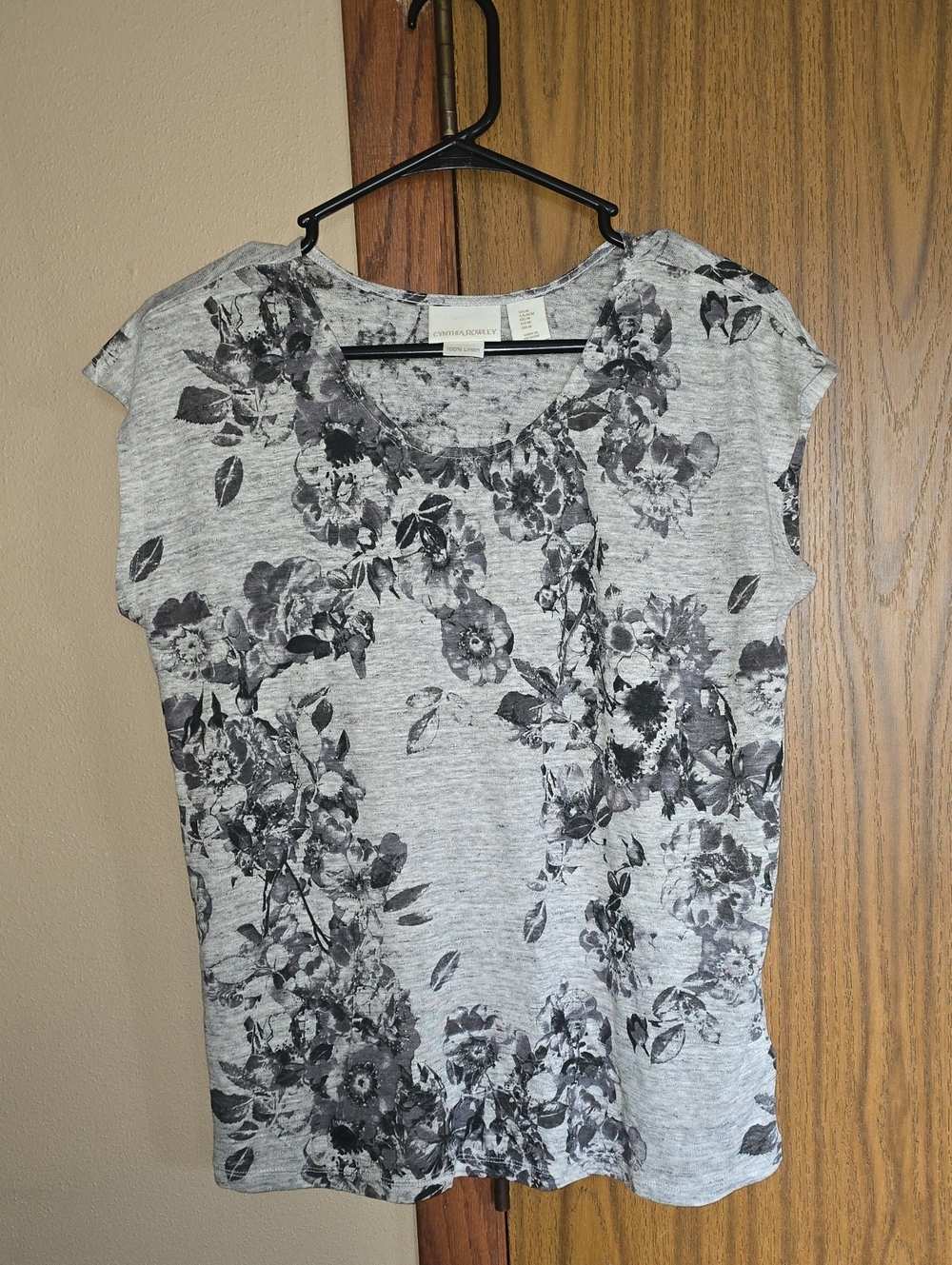 Cynthia Rowley Gray Floral Short Sleeve Tee